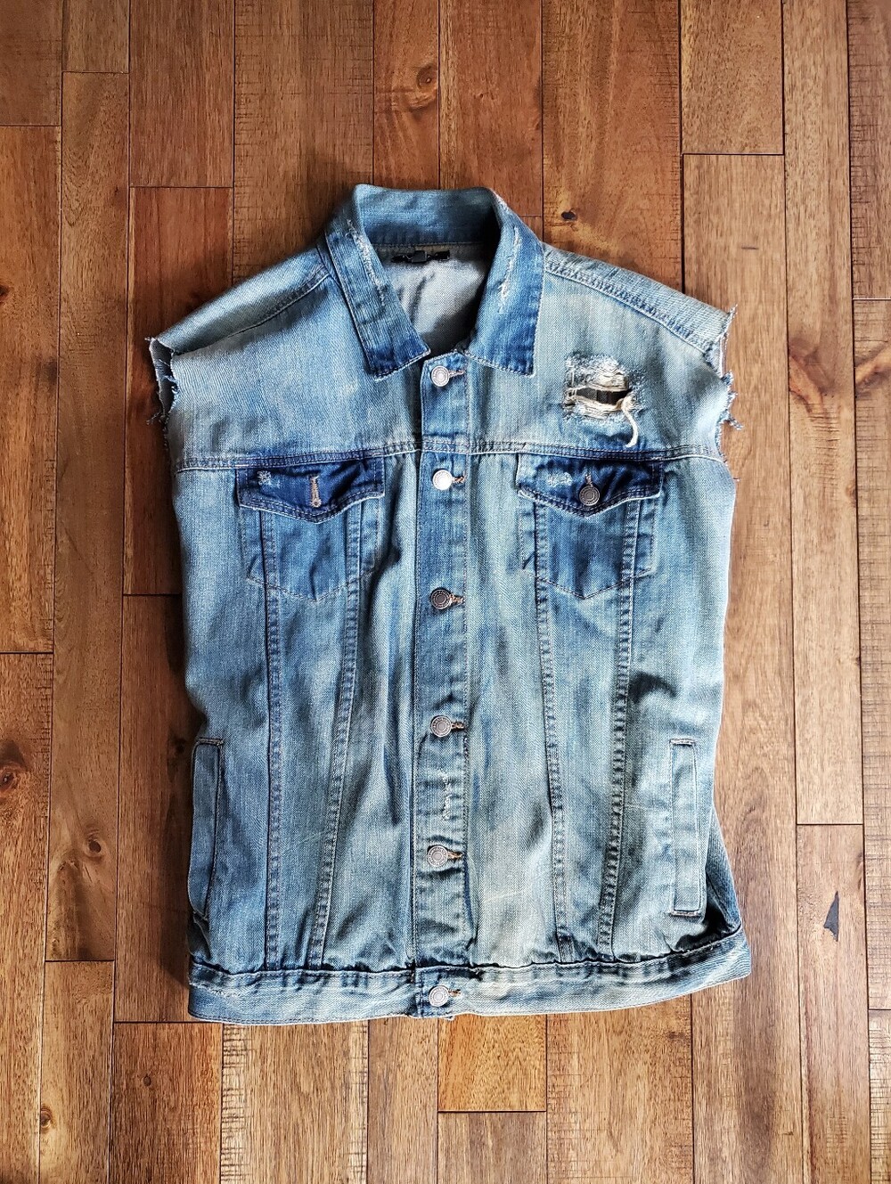Distressed Denim Vest